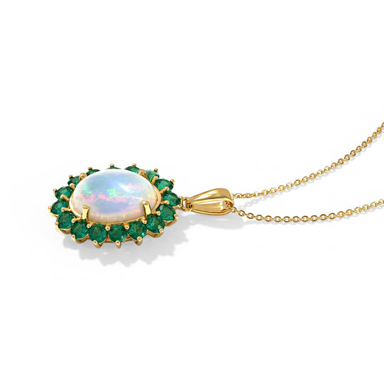 D'Joy AAA Natürlicher, äthiopischer Welo Opal, Mehrfarbig Saphir Schmuckset (10-15 Werktage Lieferzeit) ca. 50 cm 925 Silber 750 Gelbgold vermeil ca. 6.29 ct