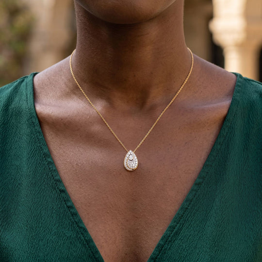 LUXURIANT DIAMOND - Lab Grown Diamant SI-GH Anhänger mit Kette, ca. 45 cm, 925 Silber 750 Gelbgold vermeil ca. 1.55 ct