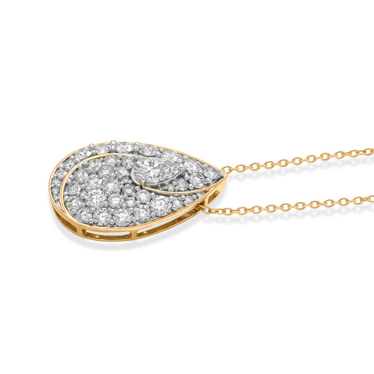 LUXURIANT DIAMOND - Lab Grown Diamant SI-GH Anhänger mit Kette, ca. 45 cm, 925 Silber 750 Gelbgold vermeil ca. 1.55 ct
