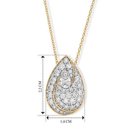 LUXURIANT DIAMOND - Lab Grown Diamant SI-GH Anhänger mit Kette, ca. 45 cm, 925 Silber 750 Gelbgold vermeil ca. 1.55 ct