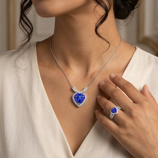 Premium-Duo: RHAPSODY AAAA Tansanit und VS Diamant Schmuckset