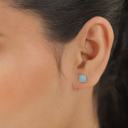Natürliche, äthiopische Welo Opal-Ohrstecker, 925 Silber platiniert ca. 1,00 ct