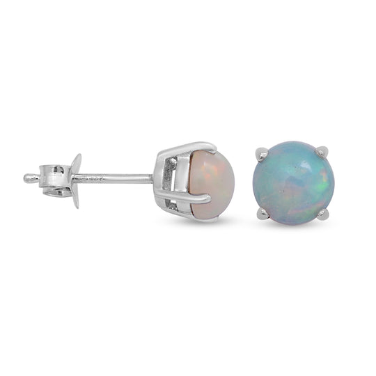 Natürliche, äthiopische Welo Opal-Ohrstecker, 925 Silber platiniert ca. 1,00 ct