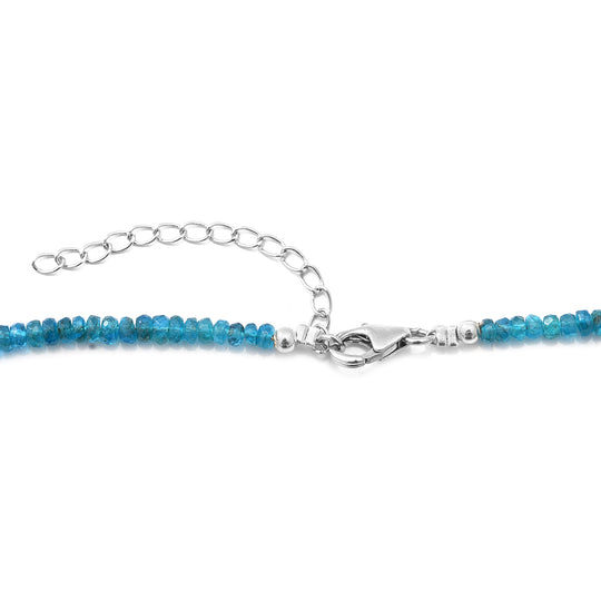 Neon Apatite Halskette ca. 45 cm lange 925 Silber Rhodiniert ca. 42.50 ct