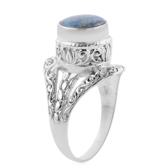 Royal Bali Kollektion - Mosaik-Opal Ring 925 Silber (Größe 17.00) ca. 2.48 ct