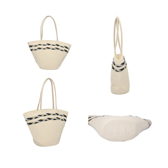 2er-Set 100% Strohpapier Handtasche mit passendem Hut, Größe 46x30x14 cm