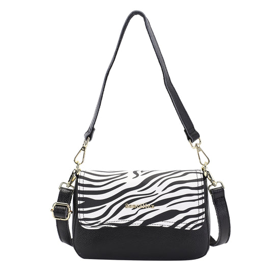 SENCILLEZ - 100% echte Leder Umhängetasche für Damen, Größe 22x6x14 cm, Grau
