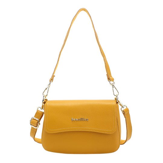 SENCILLEZ - 100% echte Leder Umhängetasche für Damen, Größe 22x6x14 cm, Grau