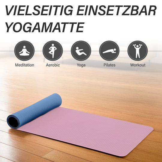TPE rutschfeste Yogamatte, 183x61 cm, Rosa