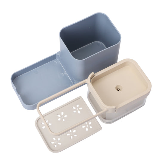 Flüssigseifenspender mit Aufhänger, Größe: 25x9,5x21 cm, Blau und Creme