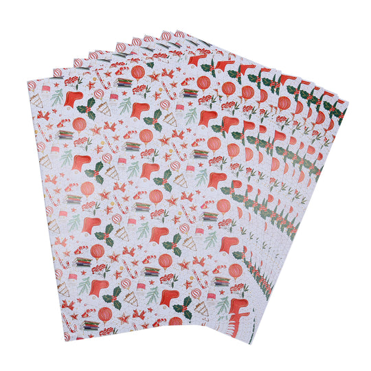 40er-Set Geschenkpapiere, Weihnachtsmotiv, Größe 51x74 cm, Mehrfarbig