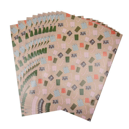 40er-Set Geschenkpapiere, Weihnachtsmotiv, Größe 51x74 cm, Mehrfarbig