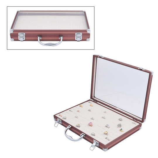 100-Ring Koffer aus Aluminium mit anlaufresistentem Bezug, braun