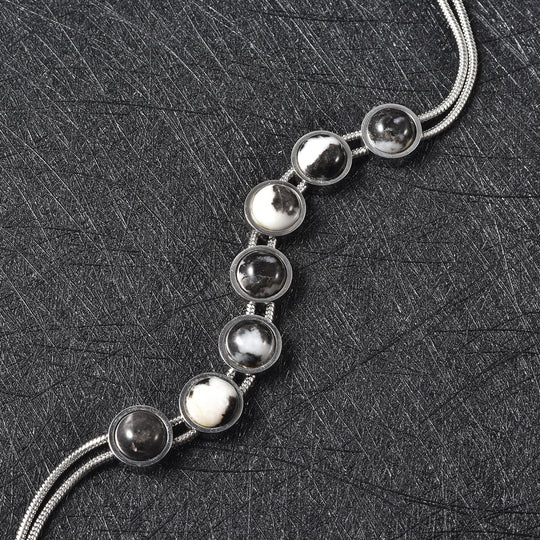 Dendritisches Achat-Armband, ca. 19 cm, 316L Edelstahl ca. 16.45 ct