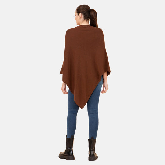 LA MAREY - Luxus Kaschmir Poncho, Schokolade