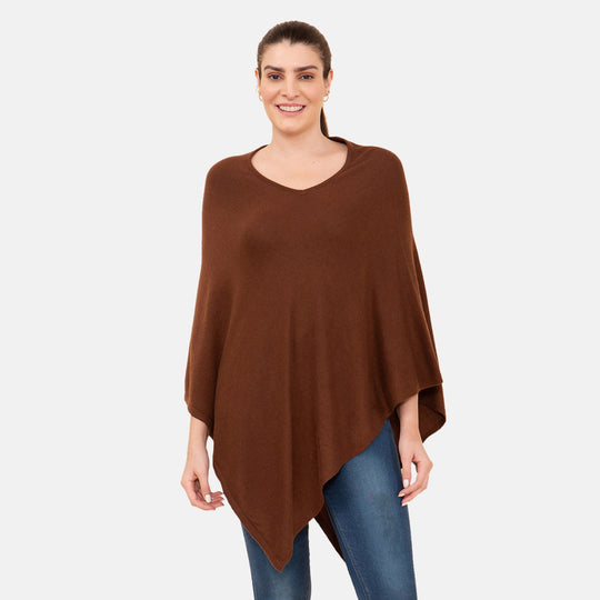 LA MAREY - Luxus Kaschmir Poncho, Schokolade