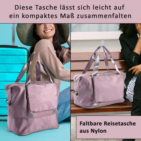 Dusky Pink Nylon Faltbare Reisetasche Größe: 40*28*23cm, 2 Steckfächer, rosa