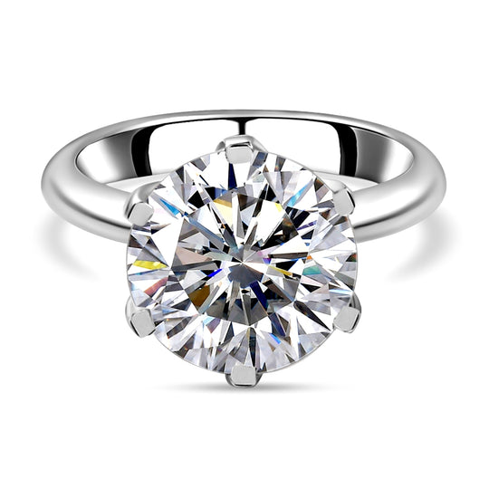 Exklusives Angebot - 88 Facetten Moissanit-Ring, 925 Silber platiniert (Größe 20.00) ca. 5.13 ct