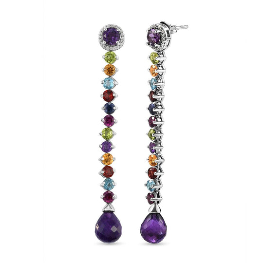 GP Spezial-Kollektion - Afrikanische Amethyst und mehrfarbige Edelstein-Ohrringe, 925 Silber platiniert ca. 22,41 ct