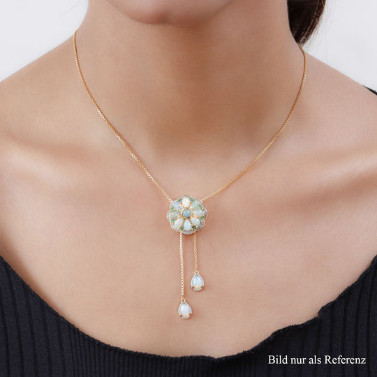 GP Kollektion - Natürliche, äthiopische Welo Opal Halskette, ca. 45 cm, 925 Silber vergoldet ca. 3.79 ct