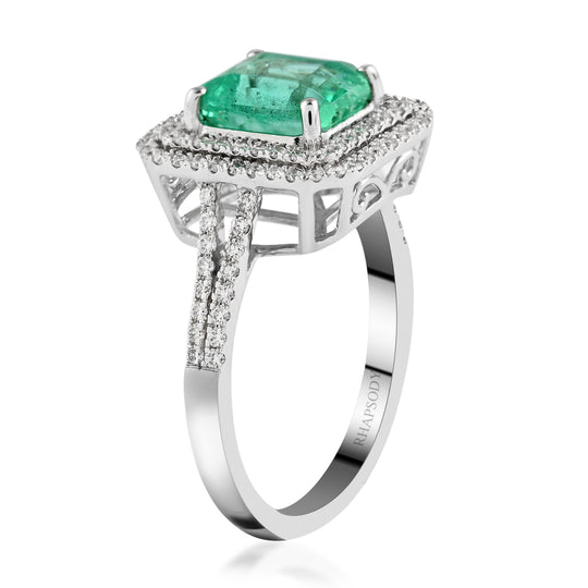 RHAPSODY AAAA kolumbianischer Smaragd und weißer Diamant-Ring, VS E-F, 950 Platin ca. 2.90 ct