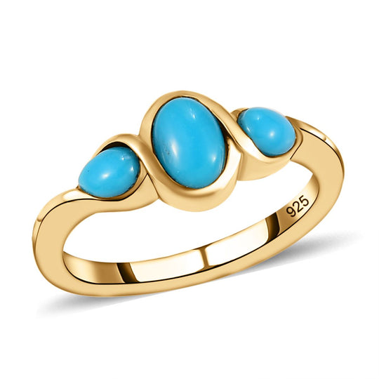 Amerikanischer, natürlicher Sleeping Beauty Türkis Ring, 925 Silber vergoldet ca. 0,79 ct
