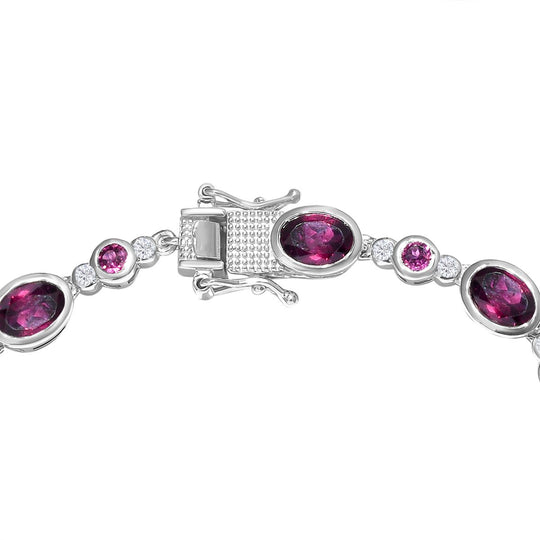 Rhodolith Granat-Armband, ca. 19 cm, 925 Silber platiniert ca. 10.88 ct