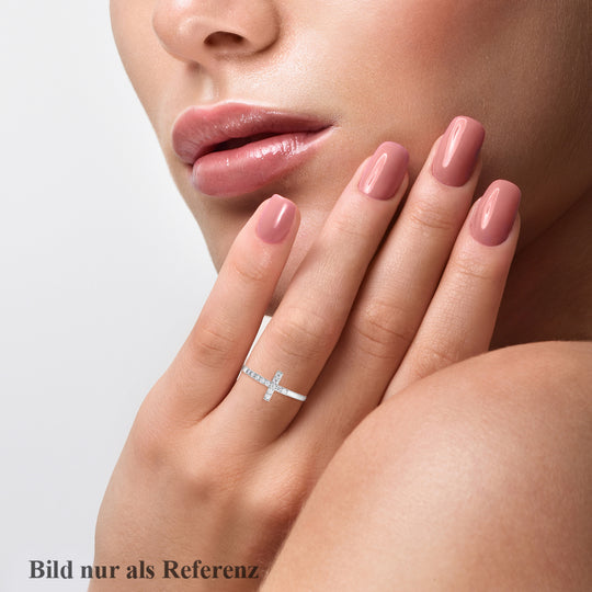Lustro Stella - Weißer Zirkonia Kreuz-Ring, 925 Silber rhodiniert ca. 0,18 ct