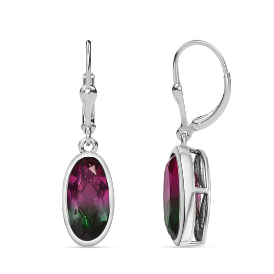 Wassermelonen-Quarz-Triplett Ohrringe 925 Silber platiniert ca. 6,78 ct