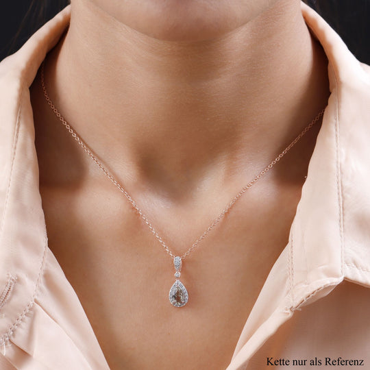 AAA Turkizit und weißer Zirkon-Anhänger, 925 Silber Roségold Vermeil ca. 1.12 ct