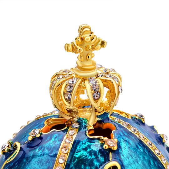 Tablettendöschen Deko Ei mit Kristallen, emailliert, blau