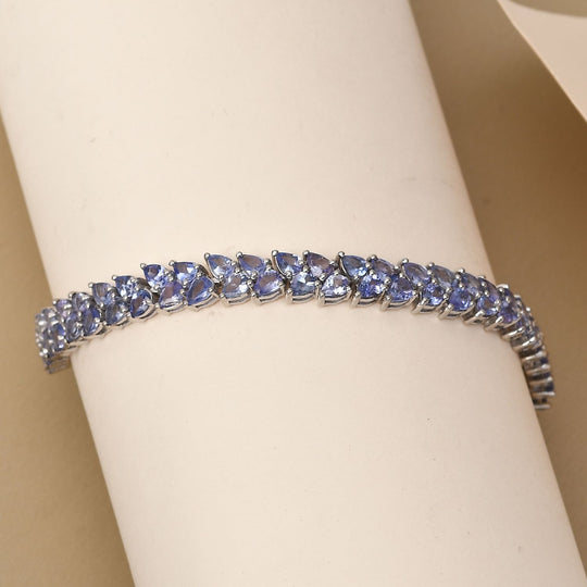 Tansanit Armband, ca. 19 cm, 925 Silber platiniert ca. 13.11 ct