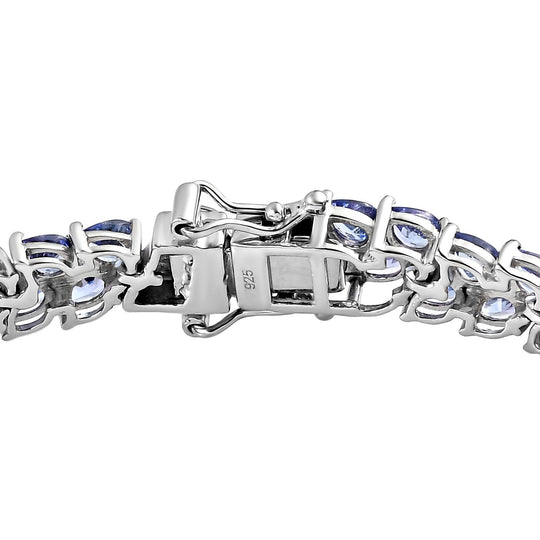 Tansanit Armband, ca. 19 cm, 925 Silber platiniert ca. 13.11 ct