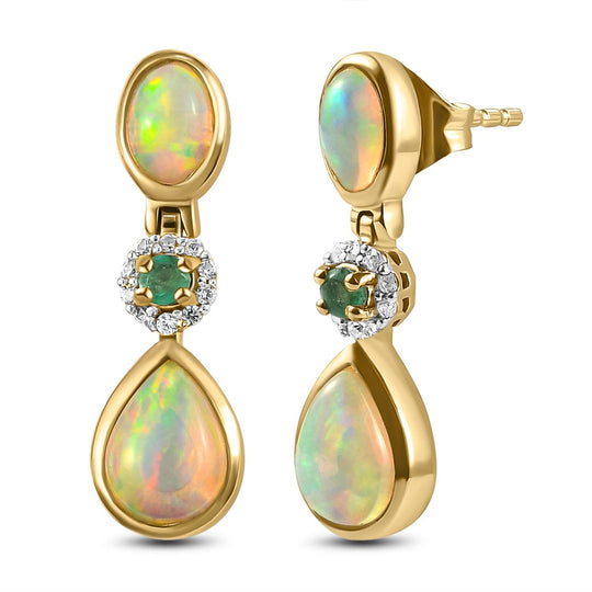 Natürliche, äthiopische Welo Opal-Ohrringe, 925 Silber vergoldet 2,49 Carat ca. 2,50 ct