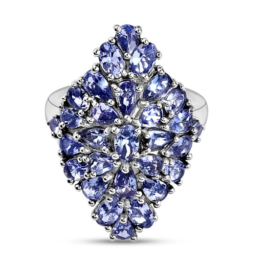 Tansanit-Ring, 925 Silber platiniert (Größe 17.00) ca. 4.79 ct