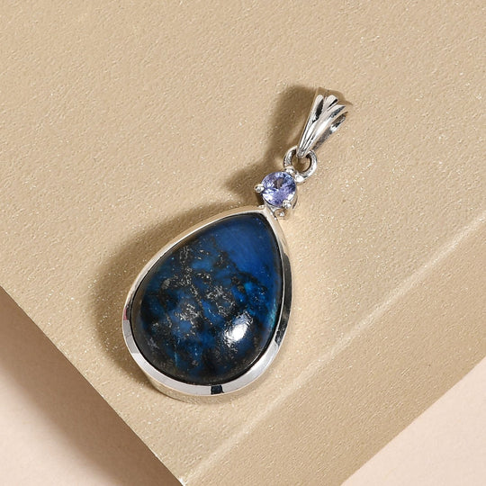 Tafelberg Shadowkite und Tansanit-Anhänger, 925 Silber platiniert ca. 10,40 ct