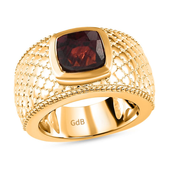 Roter Granat Ring, reines Messing goldfarben (Größe 18.00) ca. 2,67 ct