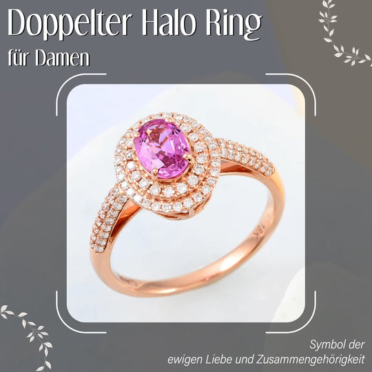 Iliana AAA Rosa Saphir, Weißer DiamantAGI zertifiziert Ringe 750 Gold (Größe 17.00) ca. 1.40 ct