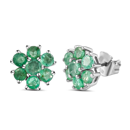 Kagem sambische Smaragd-Ohrringe, 925 Silber platiniert ca. 1,77 ct