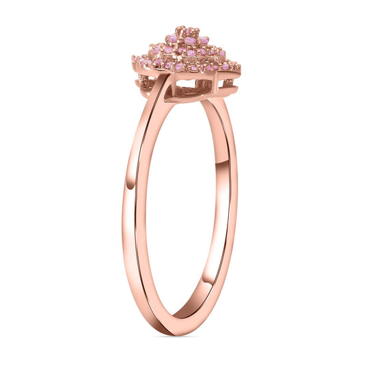 Natürlicher, rosa Diamant-Ring, 925 Silber Roségold Vermeil ca. 0.20 ct