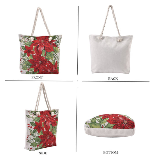 Jacquard gewebte Jute-Tasche mit Amaryllis Design, 42x34 cm