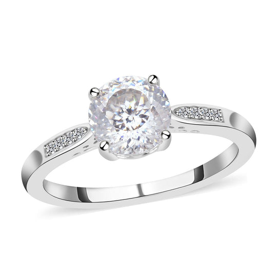 161 Facetten Moissanit-Ring, 925 Silber rhodiniert (Größe 20.00) ca. 2.00 ct