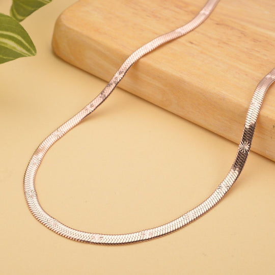 Strukturierte Fischgräten-Gliederkette, ca. 50 cm, 316L Edelstahl roséfarben ca. 10,90g