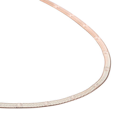 Strukturierte Fischgräten-Gliederkette, ca. 50 cm, 316L Edelstahl roséfarben ca. 10,90g