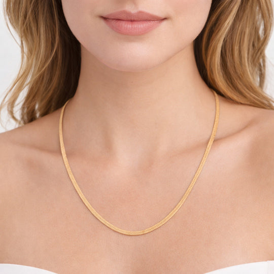 Seidige Fischgräten-Gliederkette, ca. 45 cm, 316L Edelstahl Goldfarben ca. 20,20g