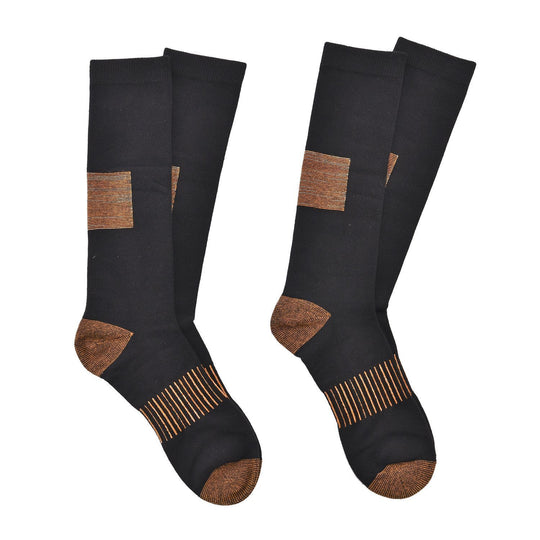 2er-Set Kupferfaser-Kompressions-Strumpfe, Antibakteriell und Anti-Geruch, S/M (36-40), Schwarz