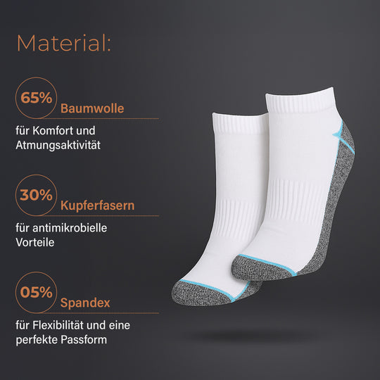 4er-Set Kupferfaser-Kompressions-Socken, Antibakteriell und Anti-Geruch, 41-45, L/XL, Grau-schwarz