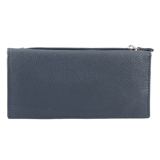 Moderne Geldbörse aus 100% echtem Leder mit RFID Schutz, 18x9cm, Marineblau
