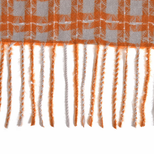 Karierter Schal mit Fransen, 70x180cm, Orange