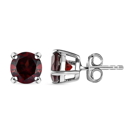 Rote Granat Ohrringe, 925 Silber platiniert ca. 3,30 ct